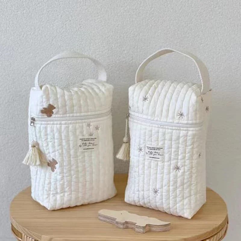 Sac à couches Portable pour poussette, caddie matelassé pour bébé, organisateur brodé, sacs pour maman, accessoires pour bébés, sac à langer