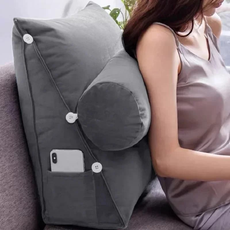 Coussin de soutien lombaire triangulaire pour dossier de lecture, avec appui-tête, oreiller de dos en peluche pour soulager la douleur, canapé-lit,