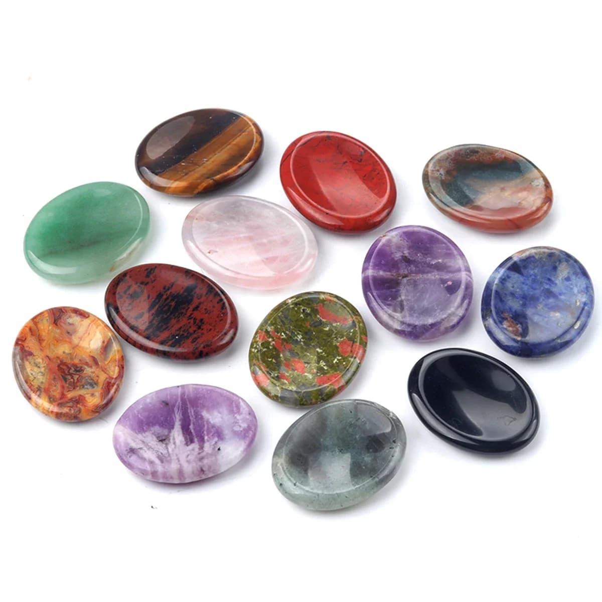 Pierres d'inquiétude du pouce 35x45mm, Massage ovale, Quartz, cristal de guérison, Chakra, thérapie énergétique, méditation spirituelle, décor