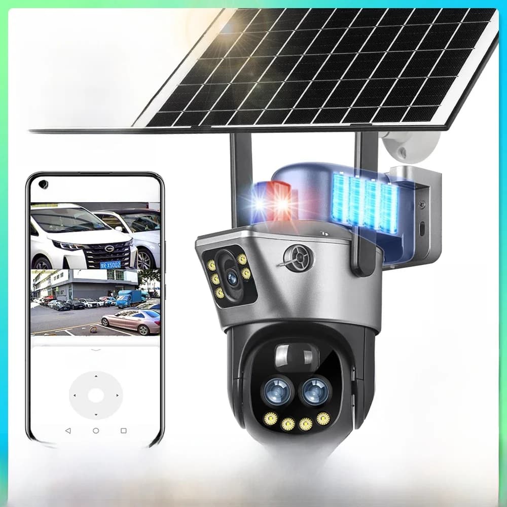 LS VISION V380 Double Lentille WIFI/4G Caméra Solaire 10X Zoom PIR Détection Humaine Vision Nocturne Sécurité Extérieure Vidéo Cam 8MP 4K Cctv