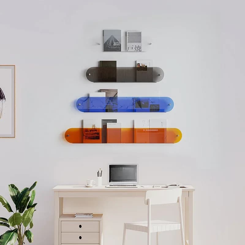 Support mural en acrylique Transparent pour livres d'images pour enfants, étagères pour magazines et disques, support de rangement sans poinçonnage