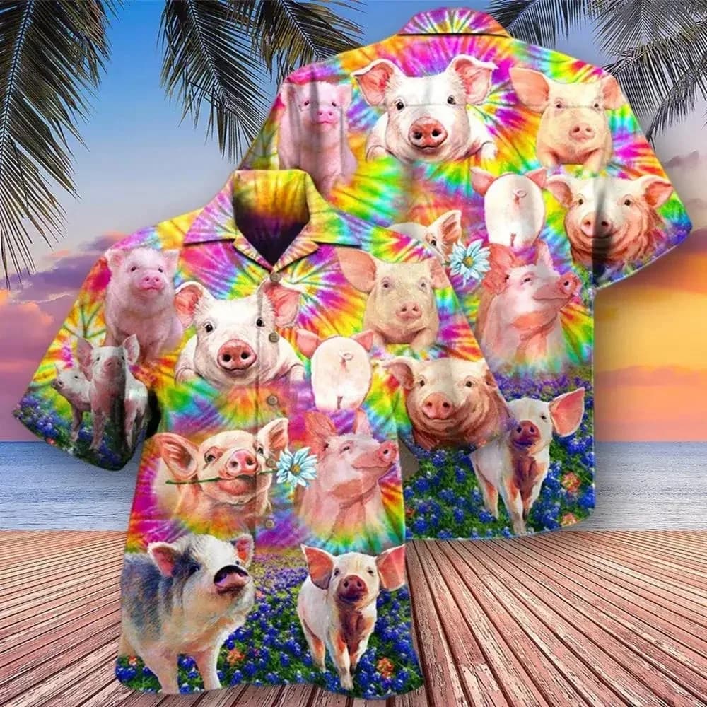 Chemise Hawaïenne Imprimée en 3D pour Homme et Femme, Motif Animal Grue et Cochon, Tendance Décontractée, Vacances d'Été, Taille 6XL, Nouvelle