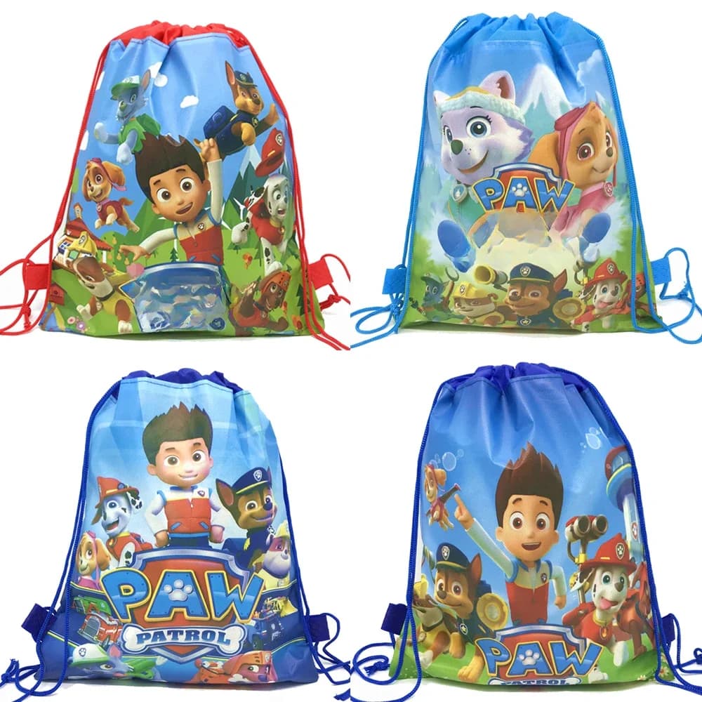 Paw Patrol – sac cadeau Non tissé pour enfants garçons, sac de Shopping cadeau de fête d'anniversaire, sac à dos à cordon, fournitures de fête