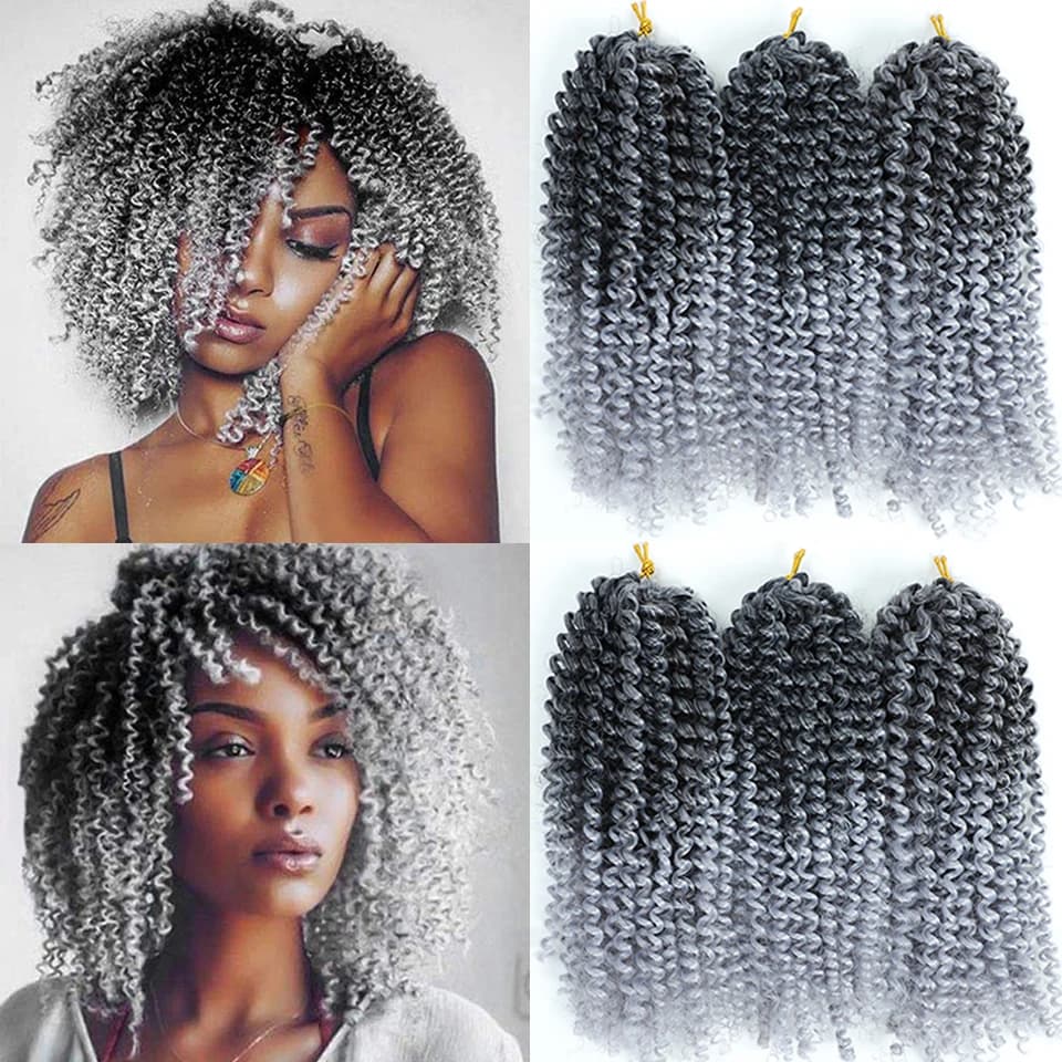 8 pouces gris marlybob crochet Hair rouge bleu violet bug 613 27 30 17 couleurs passion twist marlybob tresses bouclées coquelures 20 racines / pcs