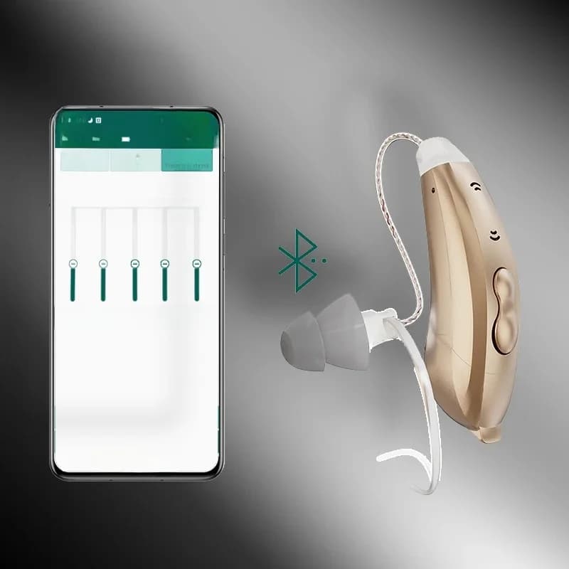 Aides auditives Bluetooth numériques invisibles BTE 10 canaux SF101, application mobile pour l'adaptation et la réglage des aides auditives,