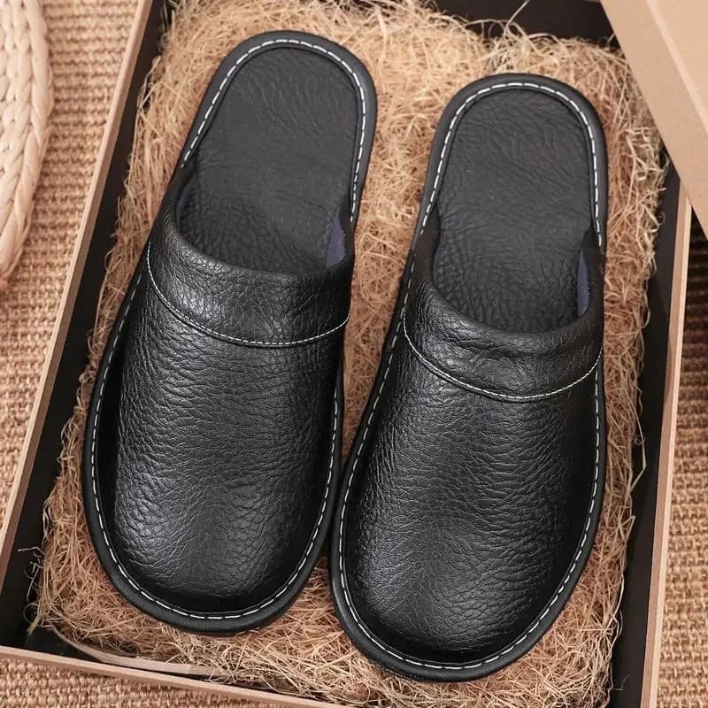 Pantoufles en cuir pour hommes et femmes, chaussures de sol antidérapantes et imperméables, Anti-odeur, semelle souple, diapositives d'intérieur,