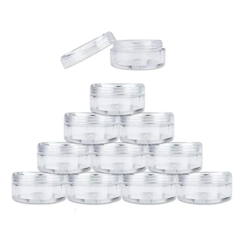 100 pots ronds transparents vides de 2g, 3g, 5g, 10g, 15g, 20g pour lotion cosmétique, crème de maquillage, fard à paupières, strass,