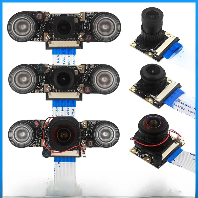 Caméra de Vision nocturne Raspberry Pi avec 2 lumières infrarouges 5MP OV5647 Webcam 75 175 caméra IR-CUT pour Raspberry Pi 4B 3B + 3B Zero