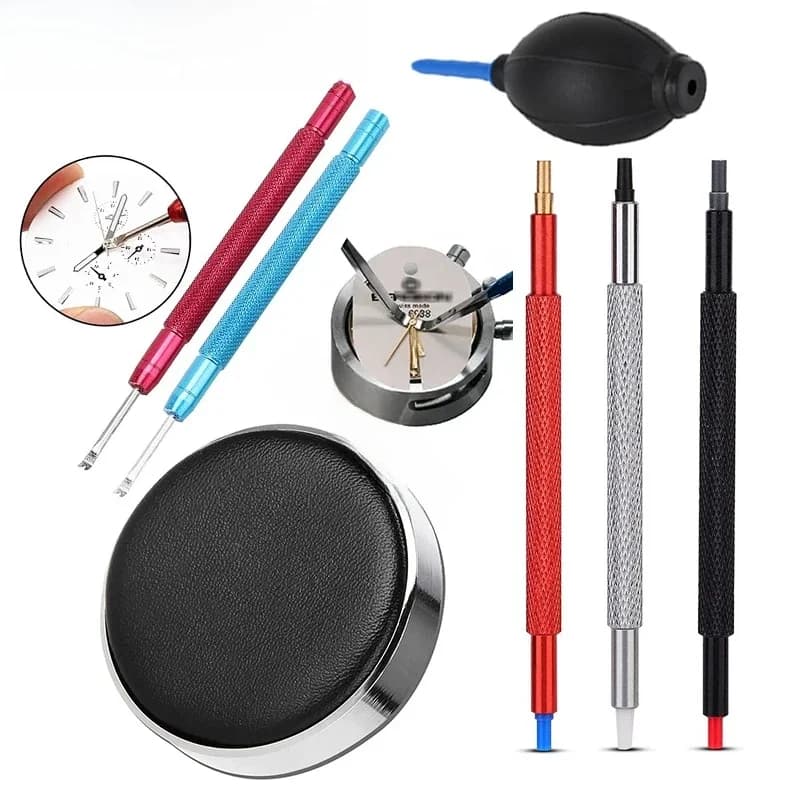Kits de réparation de montres, souffleur en caoutchouc et tampons de protection contre la poussière, stylo aiguille, brosse de nettoyage, ensemble