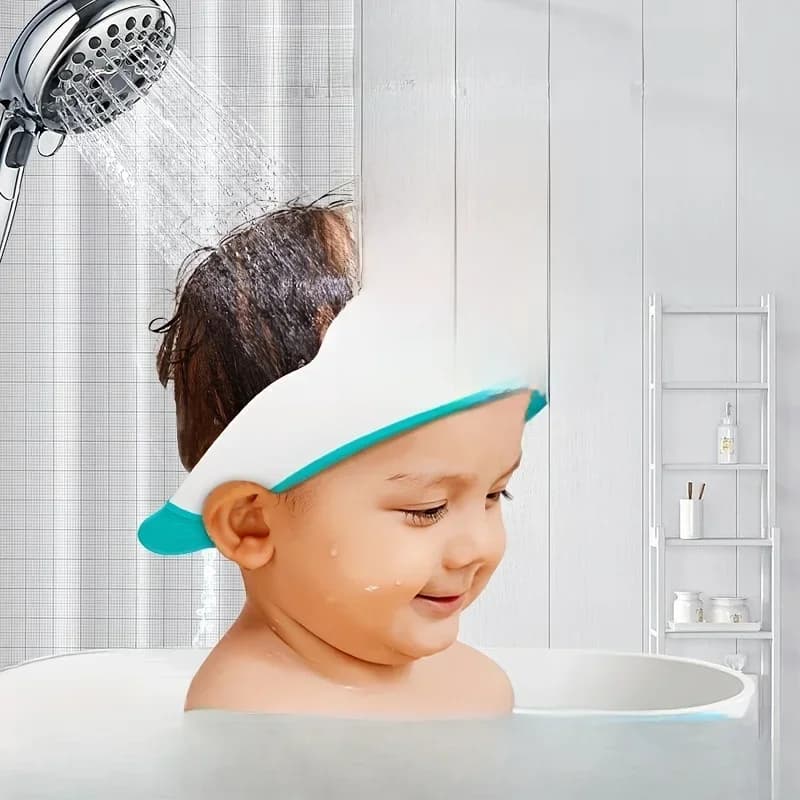 Bonnet de shampoing imperméable en caoutchouc souple pour bébé, artefact de shampoing pour enfants, protection d'oreille réglable, motif dinosaure