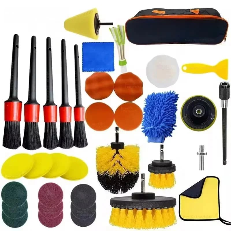 ZOPOSON nouveau Kit de nettoyage de voiture épurateur perceuse détail brosse ensemble climatiseur évents serviette polisseuse voiture Auto