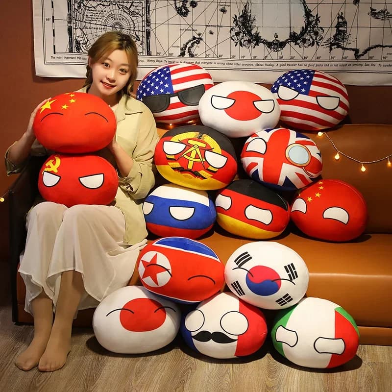 Jouets en peluche Polandball pour garçons, Countryball, UNSS USA FRANCE RUSSIE UK JAPAN GERConteneurs CANANDA ITALY Butter Kawaii Pillow, Cute Gift,