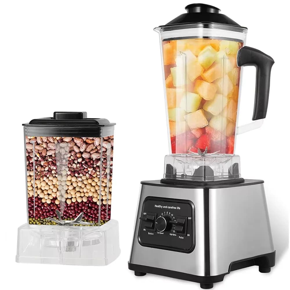 Mixeur de table puissant 2-en-1, robot culinaire, pour smoothies glacés, extracteur de jus haute puissance pour la cuisine, sans BPA