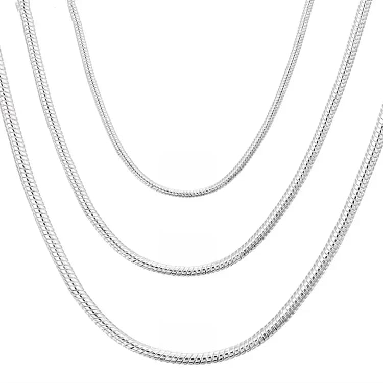 Collier chaîne serpent solide en argent Sterling 925, 40-75cm, 1MM/2MM/3MM, pour hommes et femmes, bijoux à la mode pour pendentif, livraison