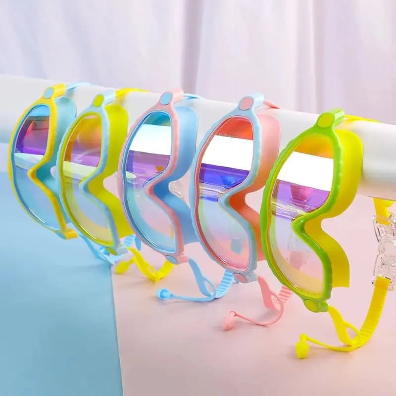 Lunettes de natation pour enfants (garçons et filles) (3-15 ans) - Grand cadre, vue HD, anti-buée, sans fuite, confortables, en silicone