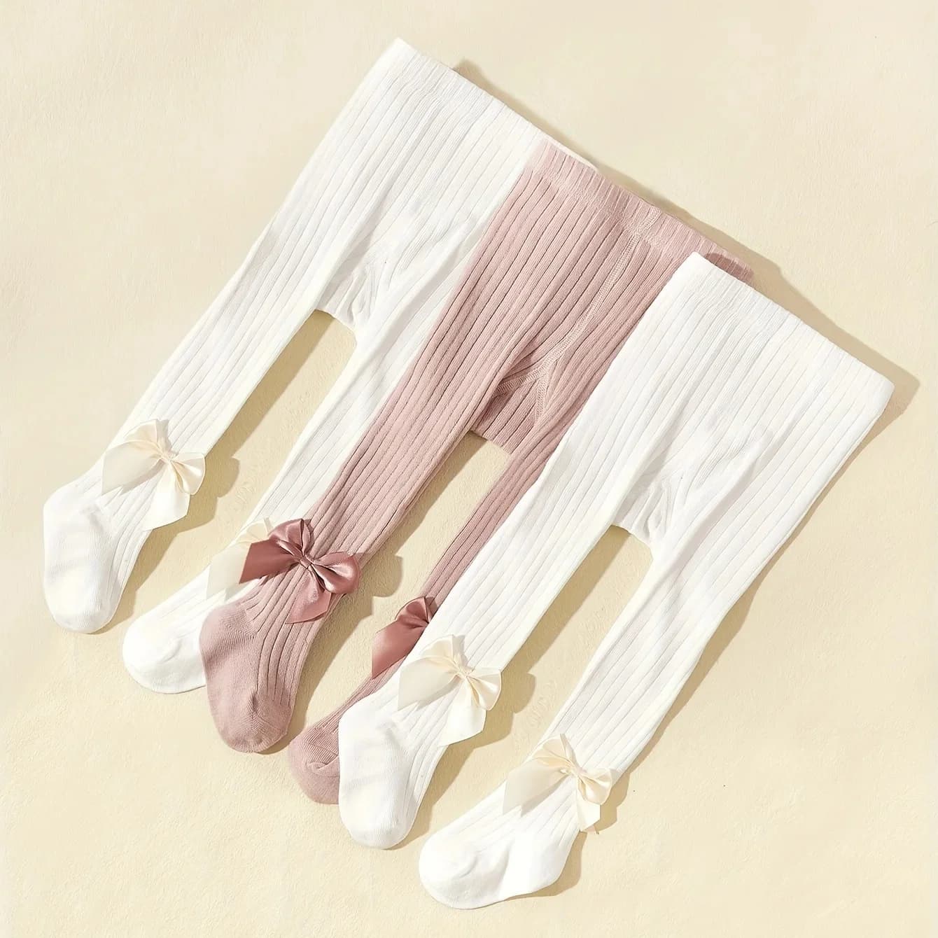 3 pièces/ensemble printemps et automne princesse nœud papillon filles mode confortable respirant coton collants pour bébés