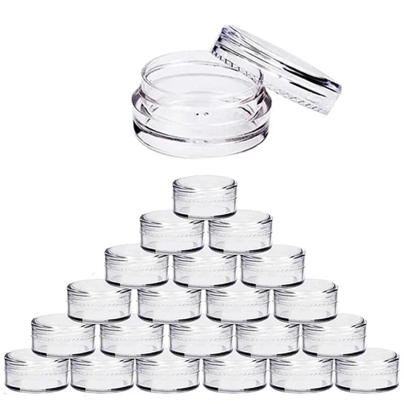 Pot vide en plastique pour maquillage cosmétique, 100 pièces, 2g/3g/5g/10g/15g/20g, bouteilles d'échantillon transparentes, fard à paupières,