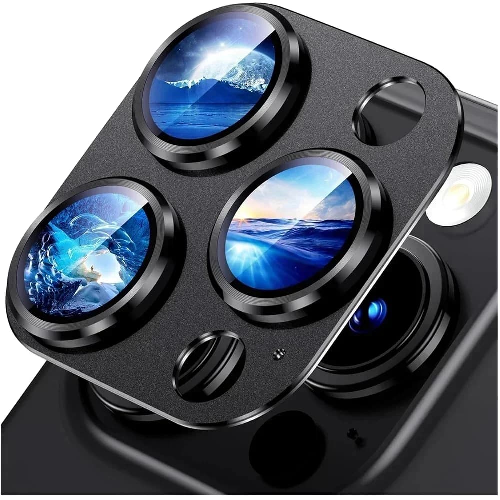 Protecteur d'écran d'objectif d'appareil photo en verre métallique noir titane, housse de protection pour iPhone 15 Pro Max, 14 Plus, 13, 15 Pro,
