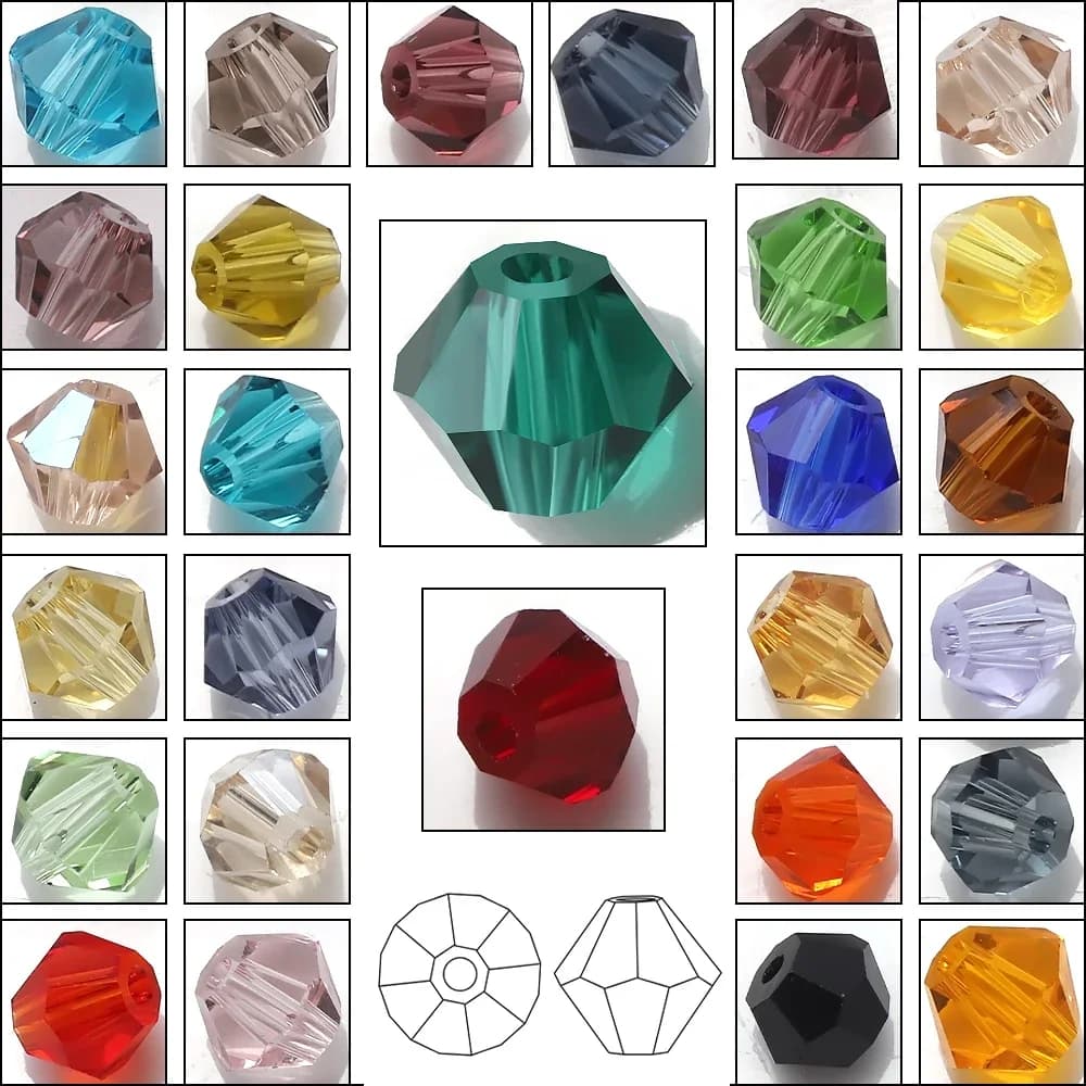 Perles Bicone en cristal autrichien AAA 2 3 4 6 8mm, perles d'espacement en verre à facettes multicolores pour la fabrication de bijoux, accessoires