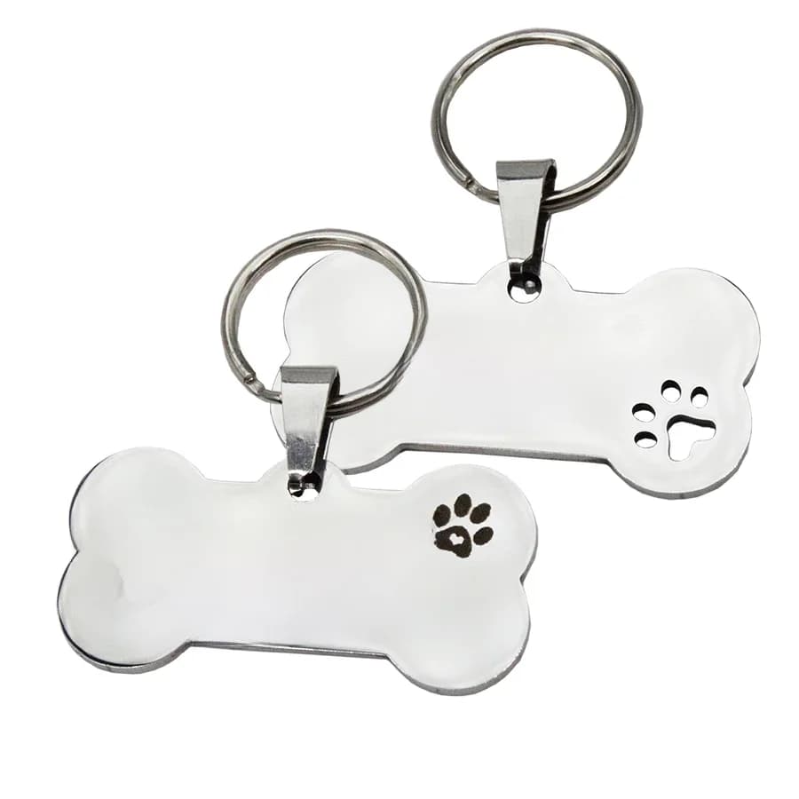 Porte-clés personnalisé avec étiquette d'identification pour animaux de compagnie, gravé gratuitement, pour chat, chiot, chien, pendentif, patte