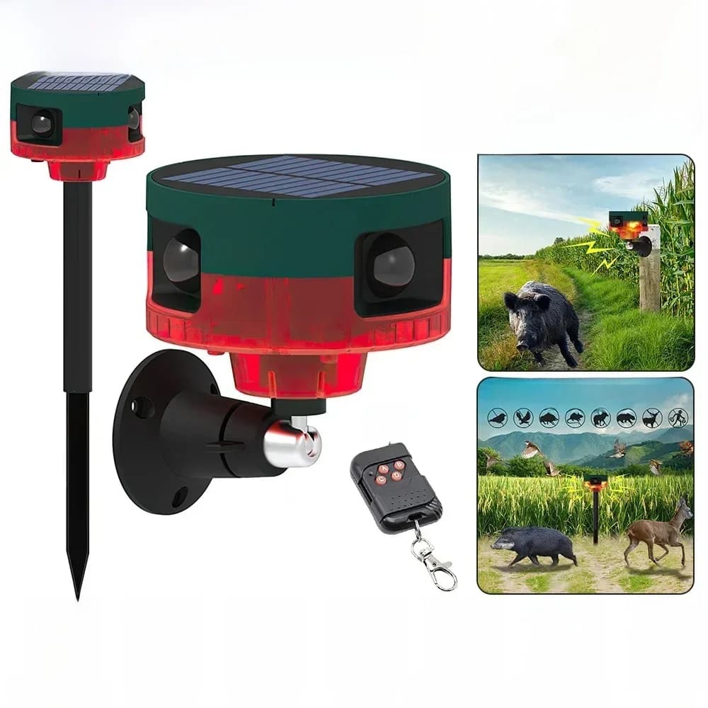 Détecteur d'alarme de capteur de mouvement infrarouge solaire, répulsif extérieur étanche pour animaux, alarme de sécurité 129dB, aboiement de