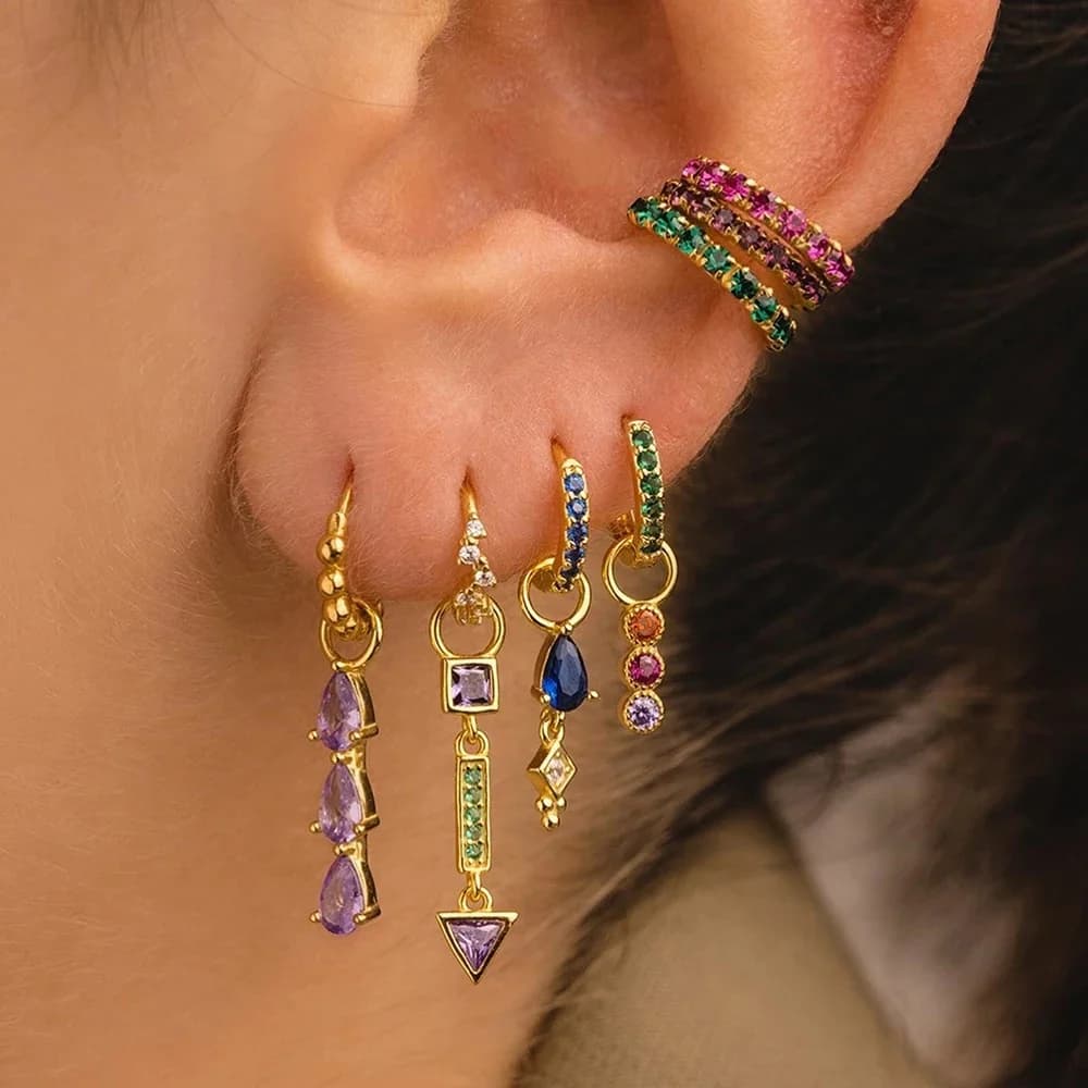 Boucles d'oreilles en forme de goutte d'eau pour femmes, nouveau Design, zircone cubique, pendentif géométrique en acier inoxydable, Cartilage,