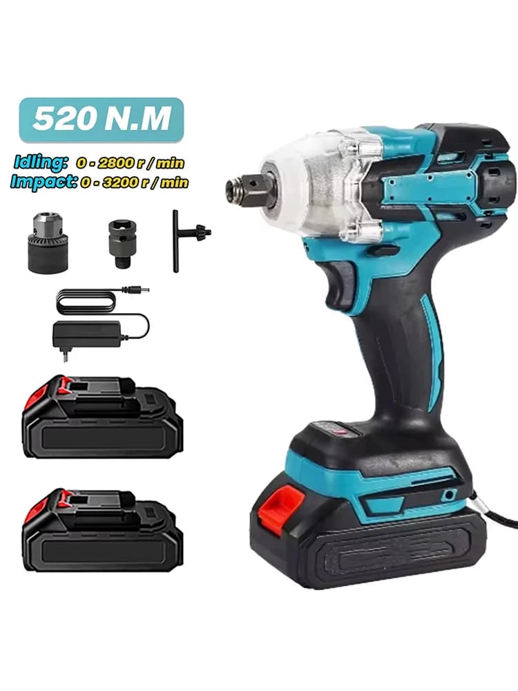 MAKITA-Percussion Électrique Sans Fil, 520N. m/Sous N.M, French Brushless, Pilote Électrique à Main, Outil pour Batterie 18V