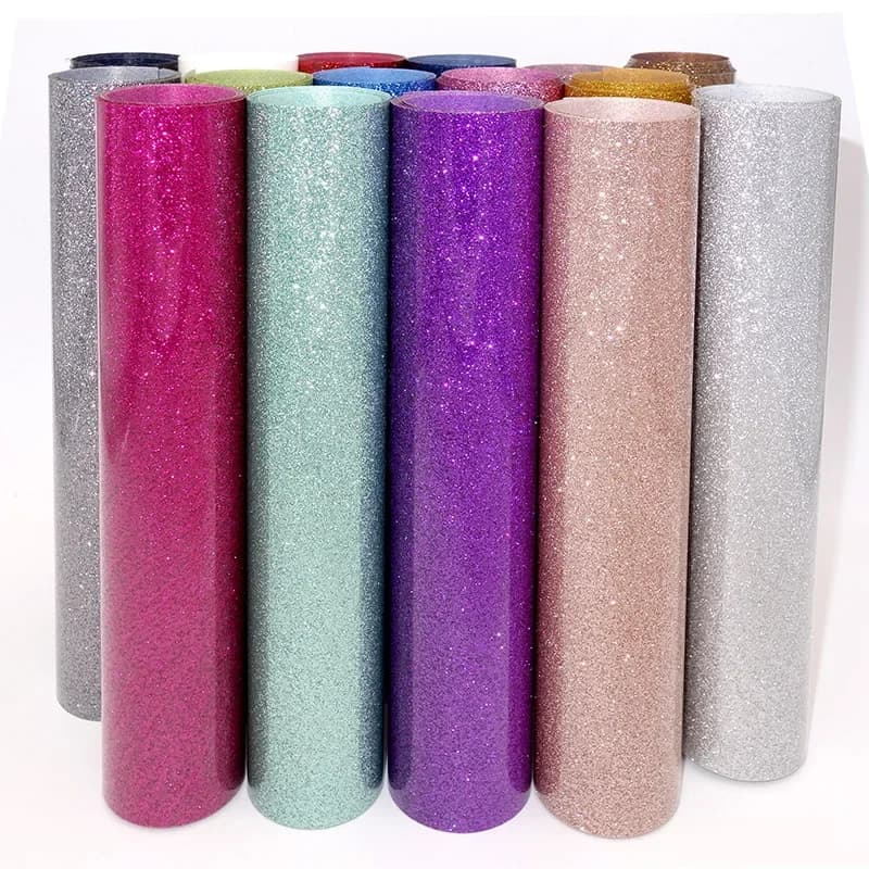 Film de décoration en vinyle à paillettes, 22 couleurs, transfert de chaleur, pour vêtements, facile à mauvaises herbes, chemise HTV, haute