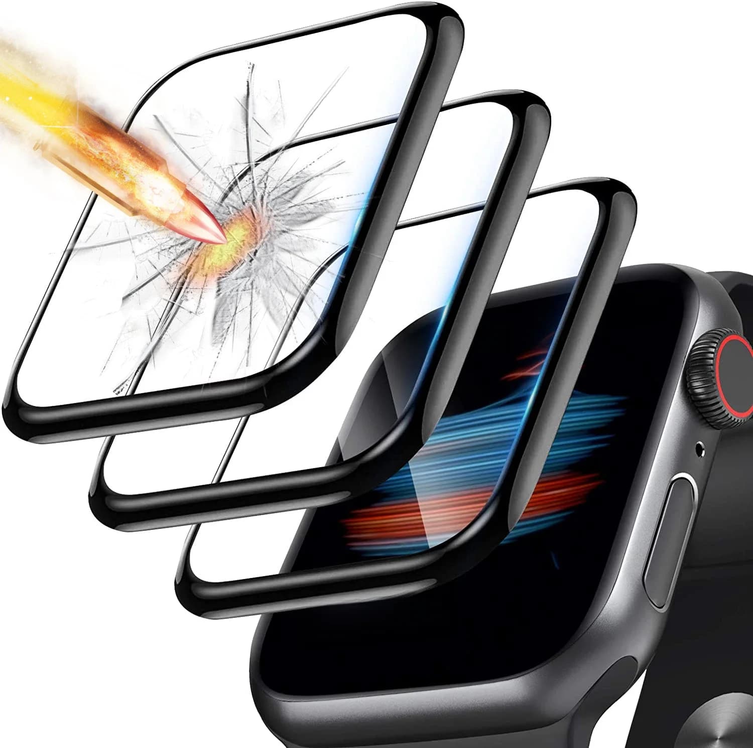 Protecteur d'écran pour Apple watch série 7 8 9 45mm 44mm 40mm iWatch 6 SE 5 4 3 42mm 38mm 41mm, verre souple, accessoires pour apple watch