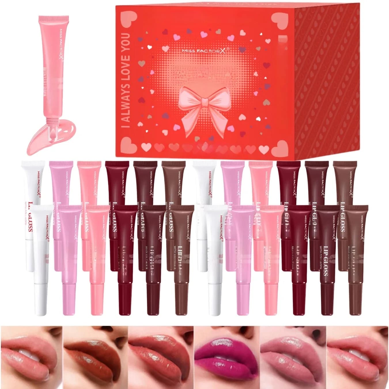 Coffret cadeau Premium 24 pièces/boîte, ensemble de brillant à lèvres, hydratant longue durée, modification de la couleur des lèvres, cadeau