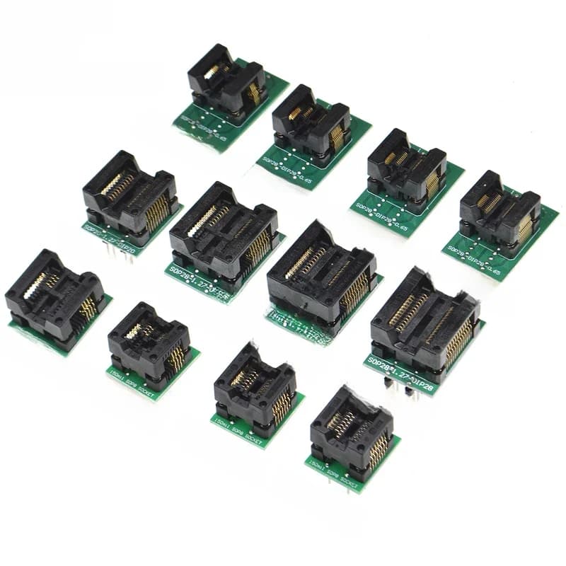 Sop8/Sop14/Sop16/Sop20/Sop28/44/Tssop8/Tssop16/Tssop20/Tssop28/TQFP32/LQFP44 vers prise adaptateur de programmeur Dip 150/208/173/300mil