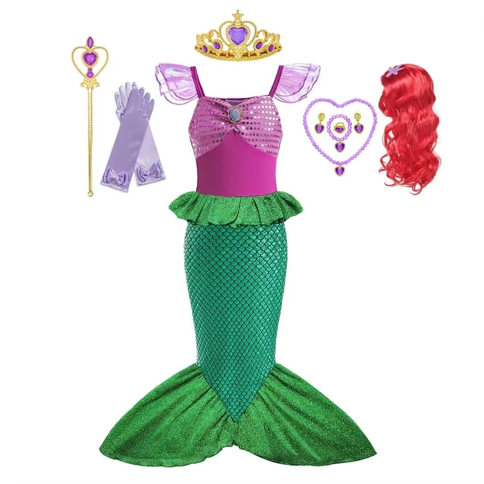 Nouvelles robes de fille Costume de princesse enfants sirène Cosplay Costume enfants carnaval fête d'anniversaire bal Costume robes de fête pour
