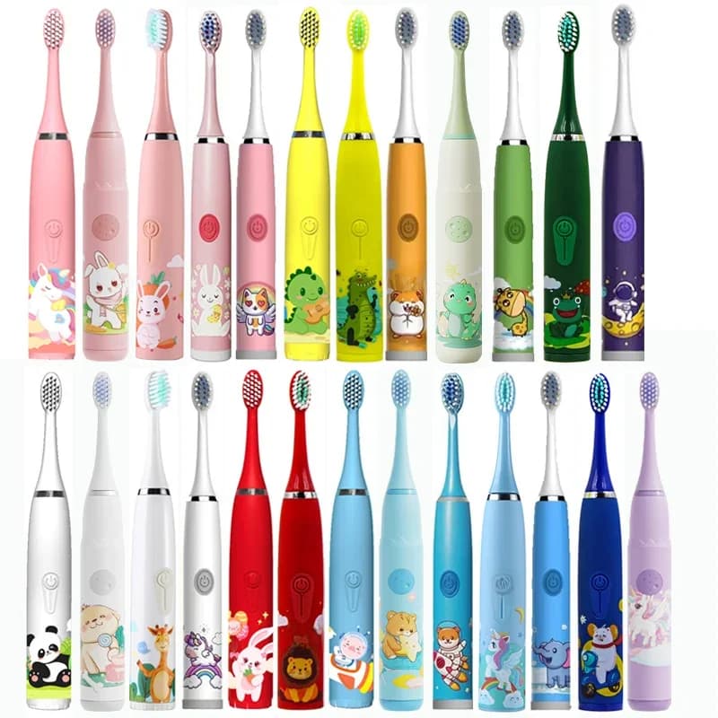Brosse à dents électrique aste étanche pour enfants, brosse à dents sonique pour enfants, tête de rechange, dessin animé, IPX7
