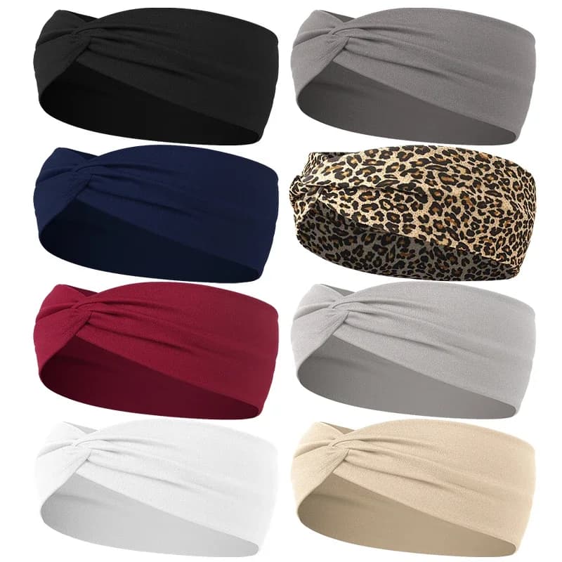 Femmes croix couleur unie bandes de cheveux filles mode imprimé léopard élastique tricoté bandeaux Vintage Turban faire des accessoires de cheveux