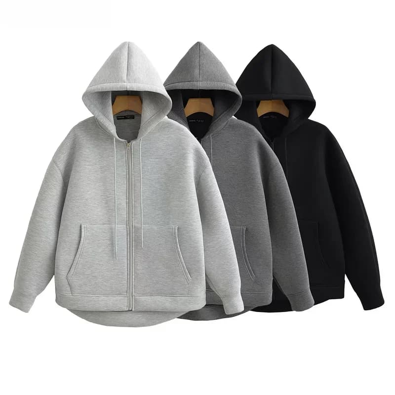 KEYANKETIAN hiver nouveau sweat à capuche avec fermeture éclair pour femme haute rue style unisexe Double poches surdimensionné sweat-shirts amples