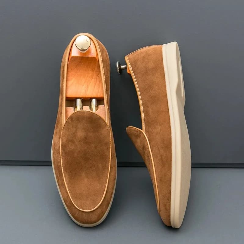 Mocassins en daim de haute qualité pour hommes, chaussures plates simples et décontractées, marque de luxe en cuir Nubuck, chaussures d'extérieur
