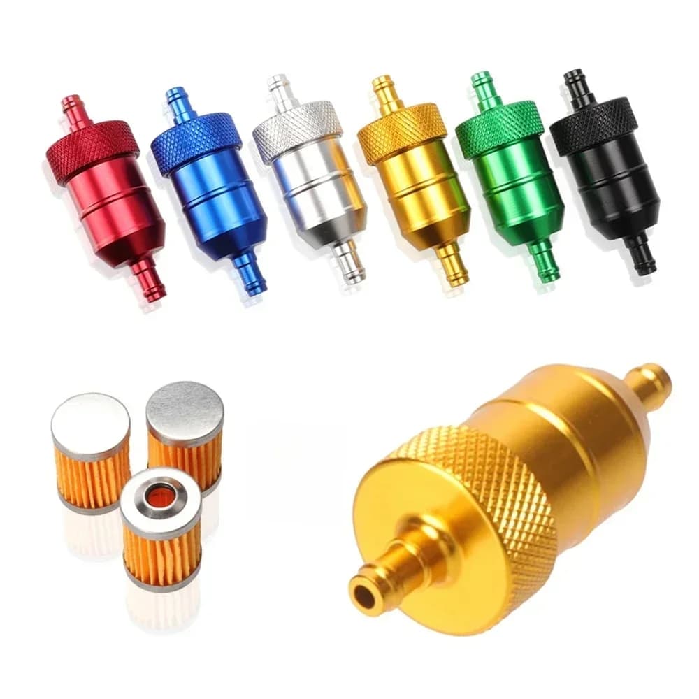 Nettoyeur d'essence en aluminium CNC de 8mm + filtre à carburant nettoyable réutilisable de 3/5 pièces filtre à carburant d'huile et de gaz en