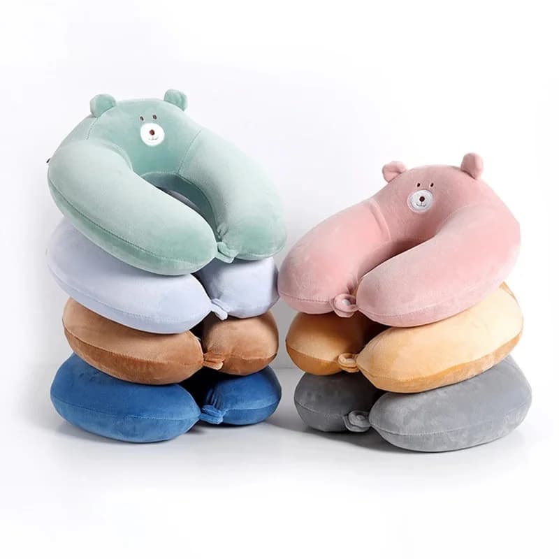 Oreiller de protection du cou en forme de U pour enfants et adultes, coussin de bureau doux, mignon, sommeil, voyage, 7 couleurs