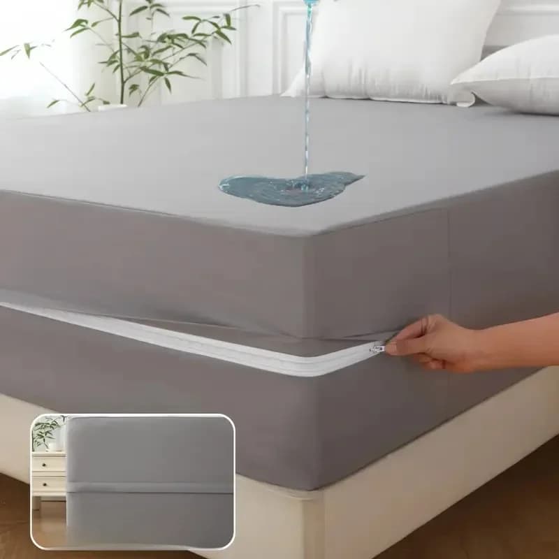 Protecteur de matelas imperméable à 6 côtés, enveloppe de matelas anti-poussière avec fermeture éclair, housse de matelas douce et confortable,