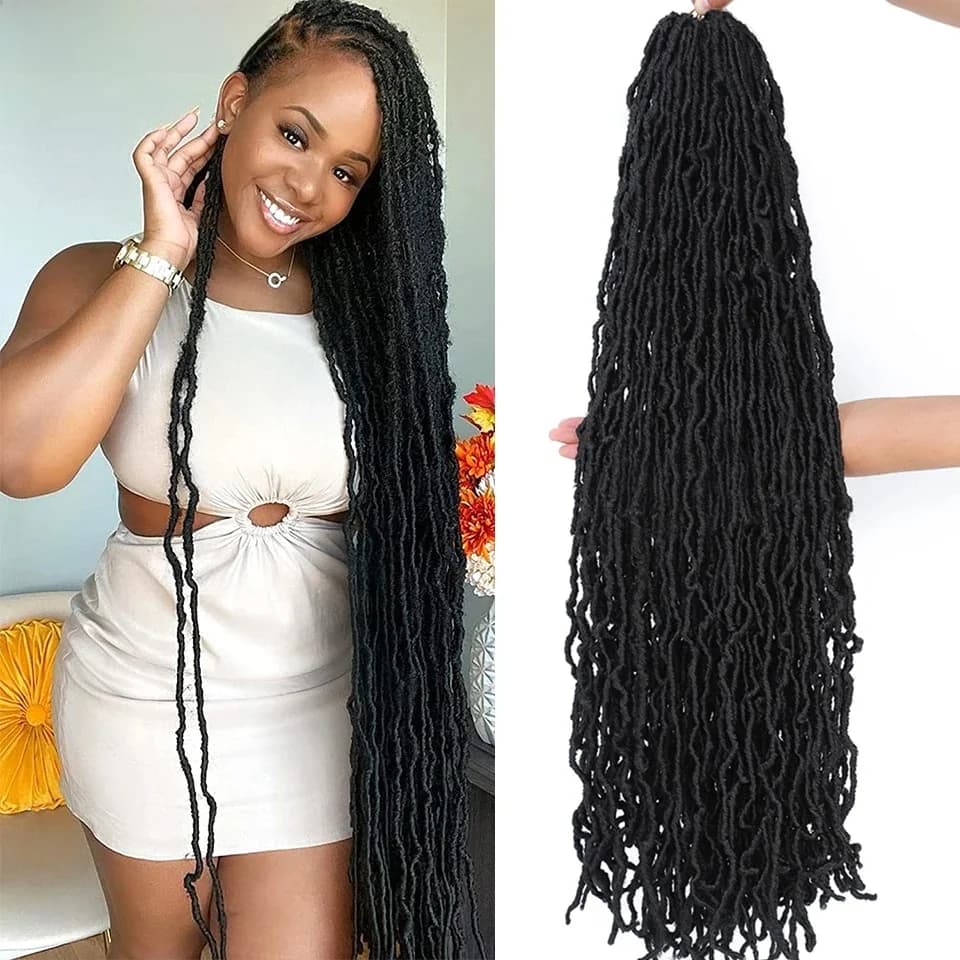 18 24 36 pouces 6 paquets nouveaux faux locs crochet cheveux meche faux locs crochet tresse doux locs serrures synthétiques crochet cheveux pour
