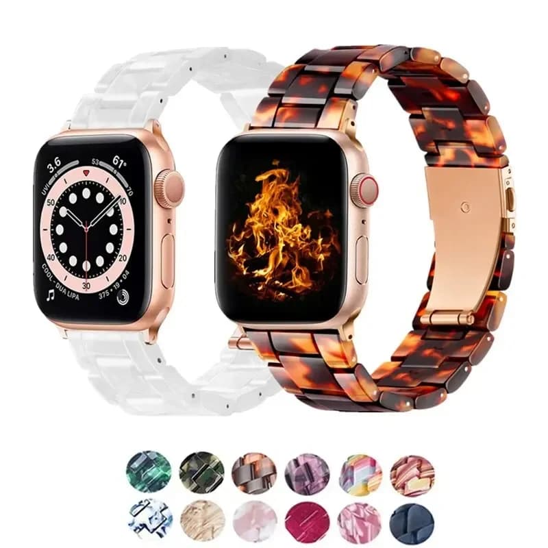 Bracelet en résine pour Apple Watch, Bracelet tendance pour iWatch Series 8, 7, 6, 5, 4, 3, 2, 1 Ultra, 44mm, 40mm, 45mm, 49mm, 38mm, 42mm, 41mm