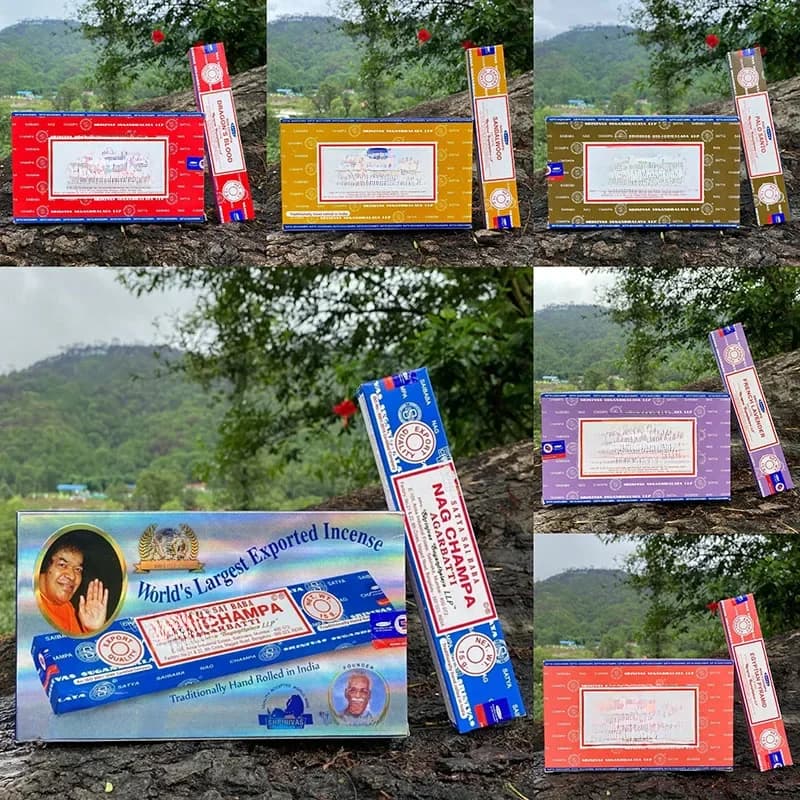 5 boîtes NAG Champa Incienso Satya Collection d'encens Satya bâtons faits à la main avec saveurs arômes médicinaux rafraîchissants parfums pour
