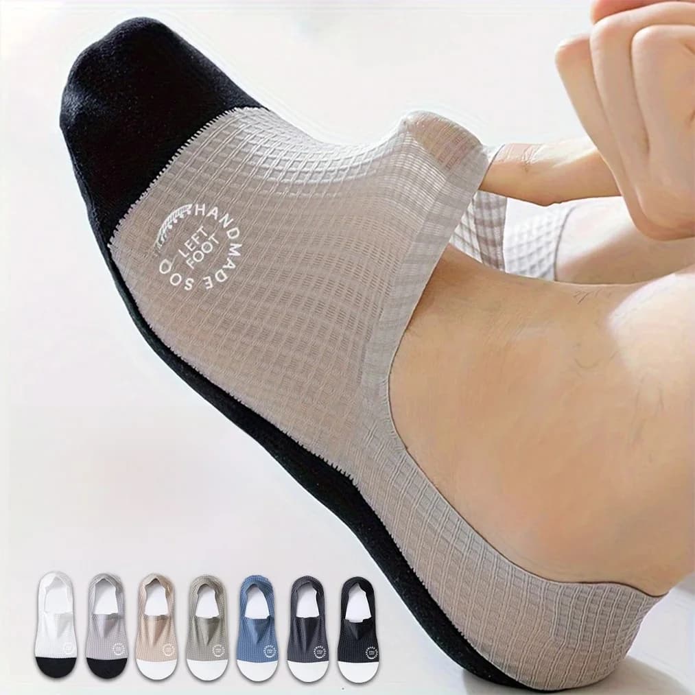 3 paires de chaussettes invisibles pour hommes, fines, respirantes, confortables, de haute qualité, motif gaufré, bateau, absorbant la sueur, maille