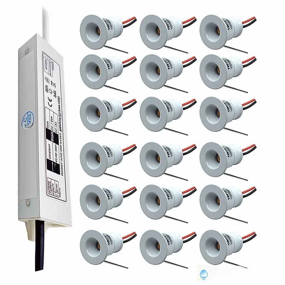 Mini Spot Lumineux LED pour le Plafond, Modèle Conforme à la Norme IP65, Éclairage d'Extérieur, Idéal pour la Maison, les Escaliers, 1W, 12V,
