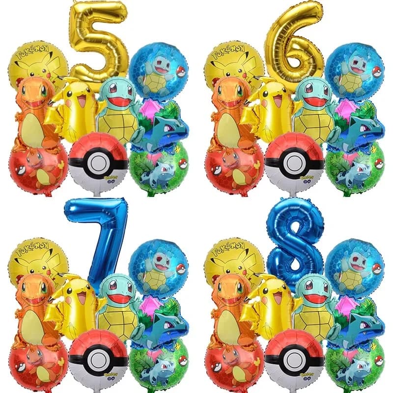 10 pièces Pokemon ballons ensemble Pikachu Pokemon Ball ballons 32 pouces or numéro ballon 1-9 pour enfants 1-9ème décoration de fête