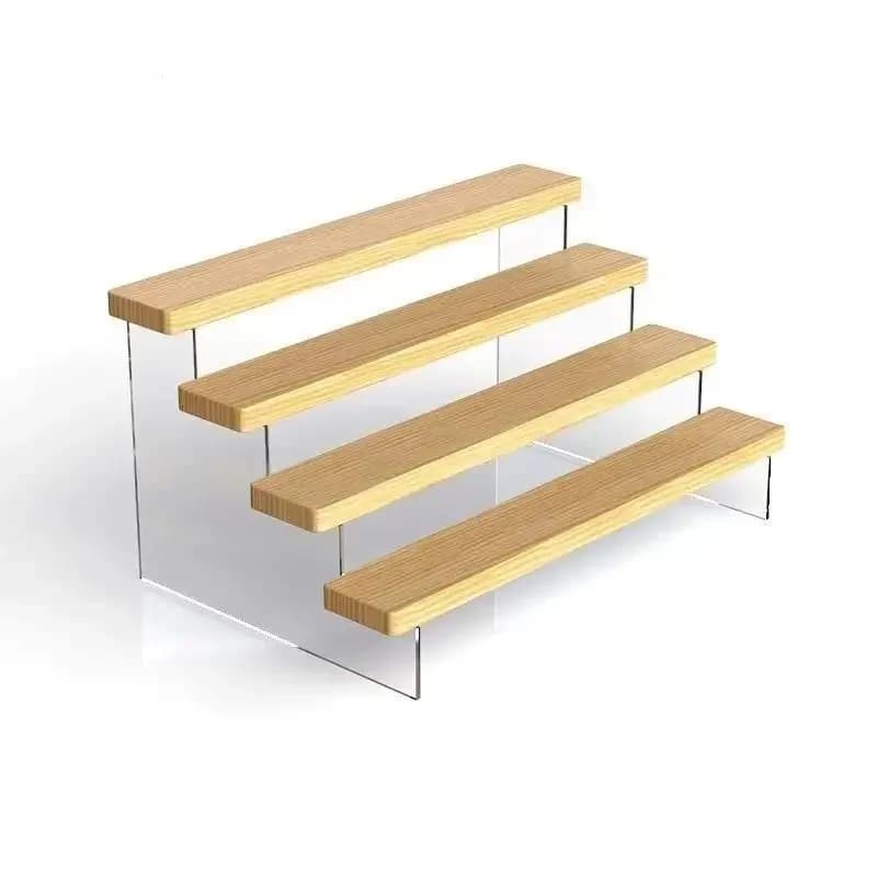 Présentoir échelle en acrylique, en bois massif, support de rangement pour cosmétiques, modèle de jouets, figurines, succulentes, stockage de