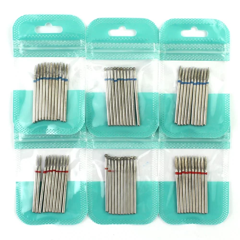 10 pièces diamant fraise ongles forets ensemble pour manucure accessoire pédicure électrique Machine ongles peu brosse bavure outils