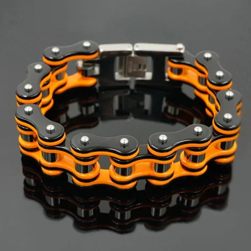Bracelets de vélo de vélo Orange Punk pour hommes et femmes, chaîne de moto noire, bijoux de poignet de motard en acier inoxydable