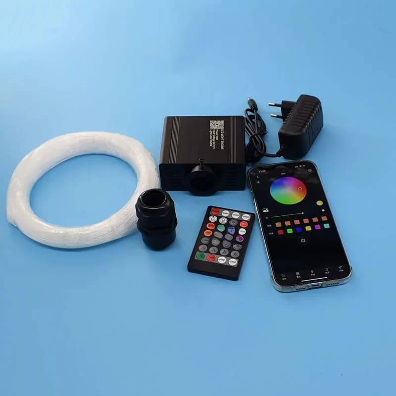 Moteur de lumière LED DC12V scintillant APP 16W RGBW Kit de lumière à Fiber optique LED avec câble à Fiber optique PMMA pour voiture maison