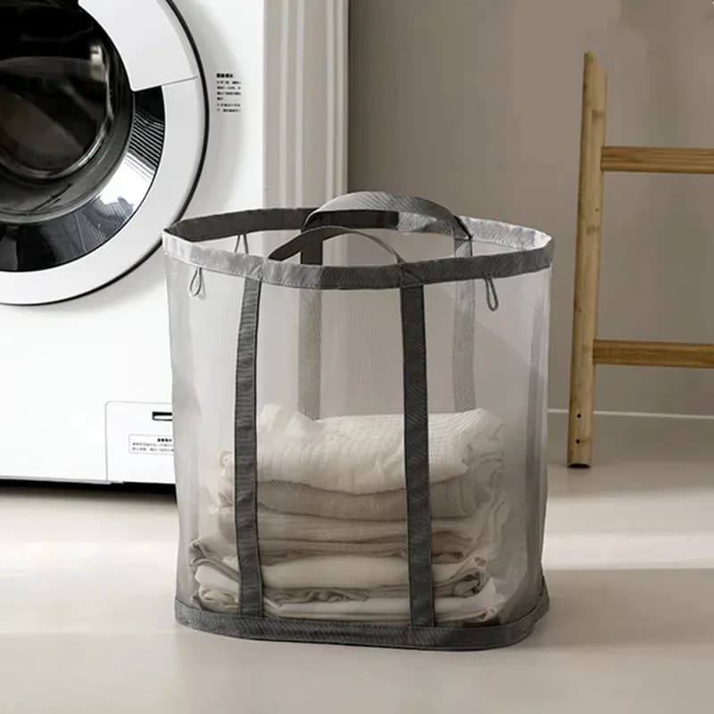 Sac panier à linge pliable, 1 pièce, organisateur de vêtements de voyage et de maison, panier à linge en maille respirante en Nylon